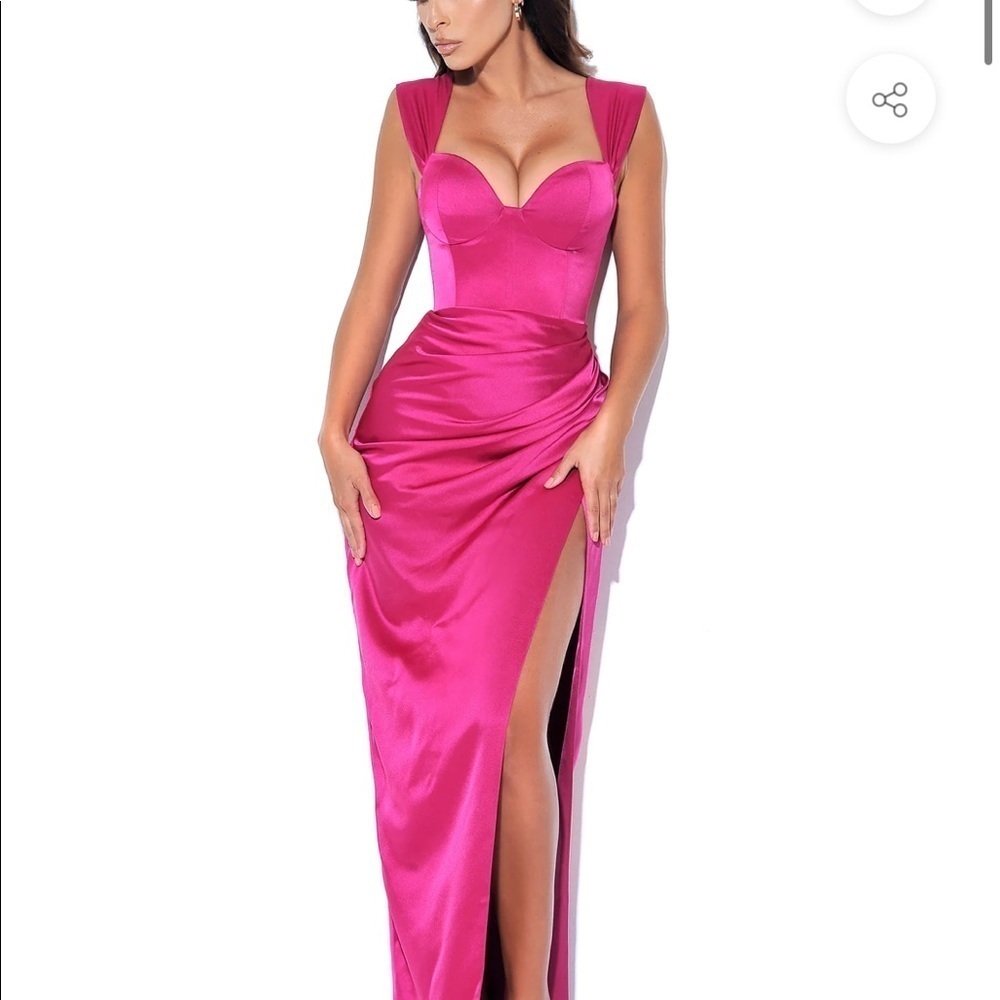 STUNNING Miss Circle Zarah Fuchsia Corset Satin Dress SZ SM (4-6)